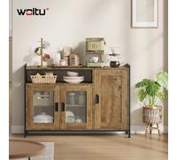 WOLTU Meuble de cuisine avec 3 portes 110x75x33cm, buffet en bois avec 2 étagères réglables, plan de travail pour cuisine, salon, couloir Vintage Brown