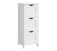 WOLTU Meuble Salle de Bain, Commode Salle de Bain, Meuble de Rangement, avec 3 Tiroirs, 32 x 30 x 81 cm, Armoire Rangement, pour Salon, Salle à Manger, Cuisine, Moderne, Blanc BZS123ws