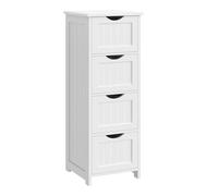 WOLTU Meuble Salle de Bain, Meuble de Rangement, Armoire Salle de Bain, avec 4 Tiroirs, 30 x 30 x 82 cm, Petit Armoire de Rangement, Para Salon, Salle à Manger, Cuisine, Style Moderne, Blanc BZS07ws