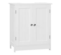 WOLTU Meuble Salle de Bain sur Pied, Armoire sous Lavabo, Meuble sous Lavabo Blanc, avec Étagère Réglable et Portes, 50x60x30cm