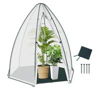 WOLTU Mini Serre de Jardin, Porte Zippée, Blanc, 160x160x180cm | PE 130gsm; Demi-Transparent; Fenêtre; Tapis de Sol; Balcon/Terrasse; Patio