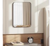 WOLTU Miroir Mural Rectangulaire 40x30 cm, Miroir Salle de Bain, Cadre en Métal Noir, avec Film Anti-éclats, Miroir Décoratif pour Salon, Chambre, Entrée, Couloir, Moderne
