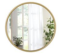 WOLTU Miroir Rond Mural 50x50cm, Cadre en Métal Doré, Miroir Décoratif pour Salle de Bain, Chambre, Salon, Couloir, MB6094gd02