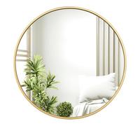 WOLTU Miroir Rond, Miroir Mural Décoratif avec Cadre en Métal Doré, φ71 cm, Verre Clair avec Panneau Arrière en MDF, pour Chambre à Coucher, Entrée, Salon