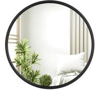 WOLTU Miroir Rond Mural 40x40cm, Cadre en Métal Noir, Miroir Décoratif pour Salle de Bain, Chambre, Salon, Couloir, W0ETT0043