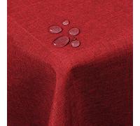 WOLTU Nappe de Table rectangulaire Aspect Lin Protection Décoration de Table Imperméable 130 x 160 cm Rouge