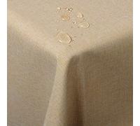 WOLTU Nappe de Table rectangulaire Aspect Lin Protection Décoration de Table Imperméable 130 x 220 cm Sable