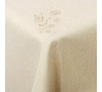 WOLTU Nappe de Table rectangulaire Aspect Lin Protection Décoration de Table Imperméable 130 x 220 cm Champagne