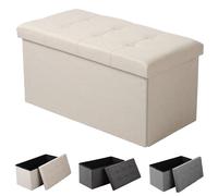 WOLTU Ottoman de rangement pliable avec couvercle amovible, fonctionnel, pouf-banc et siège rembourré black velvet