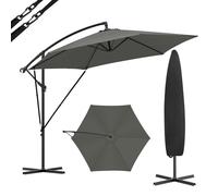 WOLTU Parasol Cantilever, Parasol de Jardin Suspendu Ø 310cm, avec Protection UV, Inclinable, Portable, avec Housse, Parasols Déporté Rond pour Balcon/Jardin/Plage, Gris Foncé