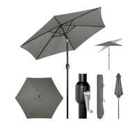 WOLTU Parasol de Jardin, 270cm, Parasol Inclinable avec Manivelle, Parasol Hexagonal pour Jardin/Balcon/Terrasse/Plage/Marché, Tissu Anti-UV 180g/m², Gris Foncé