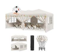 WOLTU Pavillon de Jardin 3x6m Pop up Barnum Pliant avec 6 parois Beige | UPF 50+ UV, imperméable, hauteur ajustable, vent stable, 6 parois, Jardin