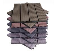 WOLTU Planches de terrasse en composite WPC, lot de 11 pièces, dalles de terrasse à effet bois emboîtables, 30 x 30 cm avec système de clic coffee