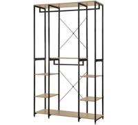 WOLTU Portant Meuble Rangement pour Vêtements Penderie Ouverte en Acier et MDF, Porte-vêtements 120x40x201cm, Noir + Chêne clair