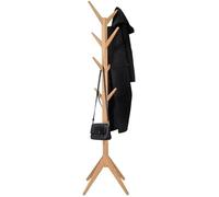 WOLTU Porte-Manteau en Bois massif, Portant de manteau sur pied, 180cm, avec 8 Crochets, Nature