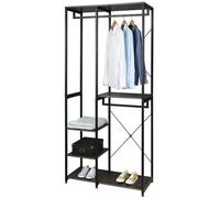 WOLTU Porte-Manteau vestiaire - Métal et bois - Noir+Rouille - 90 x 40 x 204,5 cm