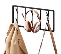 WOLTU Portemanteau Mural, Patère Murale en Métal, avec 8 Crochets Pivotants, pour Entrée, Chambre, Salle de bain, Dressing, Noir