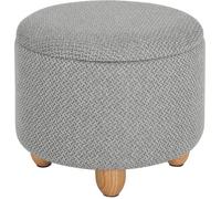 WOLTU Pouf de Rangement, Tabouret Rembourré avec Couvercle, Pouf Ottoman avec Pieds en Pin, Gain de Place, Charge 300kg pour Salon, Chambre, Ø 39x33 cm, Gris Clair