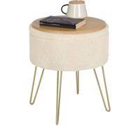 WOLTU Pouf de Rangement rond, Tabouret Coiffeuse, pour Salon Chambre, Siège en Molleton Polaire avec Couvercle, Beige