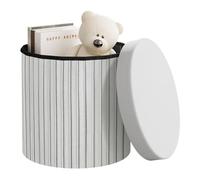 WOLTU Pouf Rond avec Rangement, Tabouret de Rangement Pliable, Tabouret avec Couvercle Rembourré, Coffre Pouf en Velours, MDF, Ø38xH36 cm, Gris Clair