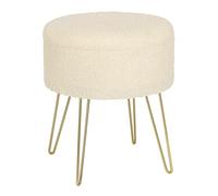 WOLTU Pouf de Rangement rond, Tabouret Coiffeuse, pour Salon Chambre, Siège en Molleton Polaire avec Couvercle, Beige