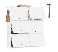 WOLTU Rangement Chaussure, Boîte Rangement Chaussures, Meuble Chaussure à 6 Compartiments, Étagère Chaussures Modulable Plastique, avec Portes,45x35x35cm/Casier, Blanc