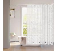 WOLTU Rideau de douche 200 x 200 cm, semi-transparent, 0,2 mm, en matériau EVA, avec anneau magnétique lesté en bas, imperméable, résistant à la moisissure, avec motif 3D, 12 anneaux de rideau de douc