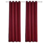 WOLTU® Rideau Occultant, 2 Pièces, Rideau Isolant Thermique, Suspension à Œillets,135x225cm Bordeaux