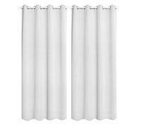 WOLTU® Rideau Occultant, 2 Pièces, Rideau Isolant Thermique, Suspension à Œillets,135x225cm Gris Blanc