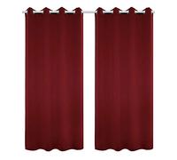 WOLTU® Rideau Occultant, 2 Pièces, Rideau Isolant Thermique, Suspension à Œillets,135x245cm Bordeaux