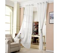 WOLTU Rideau Voilage à œillets, 245x140cm, Blanc | Voilage décoratif, Laisse passer la lumière, Salon et chambre, Dimensions variées, Pose facile, Style moderne