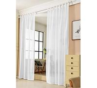 WOLTU Rideau Voilage à Pattes, 245x140cm, Blanc | Voilage décoratif, Laisse passer la lumière, Salon et chambre, Dimensions variées, Pose facile, Style moderne