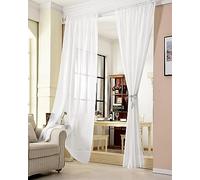 WOLTU 1 pièce Rideau Semi-Transparent, Suspension avec Passe-Tringle Voilage, 140x225 cm, Blanc, VH5860ws