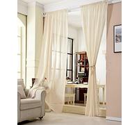 WOLTU Rideau Voilage avec Galon Fronceur, 245x140cm, Sable | Voilage décoratif, Laisse passer la lumière, Salon et chambre, Dimensions variées, Pose facile, Style moderne