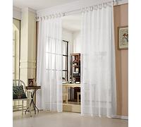 WOLTU® Rideau Voilage, Suspension à Pattes, 1 Pièce, Décoration pour Salon, Chamber, Fenêtre, 140x175 cm, Blanc
