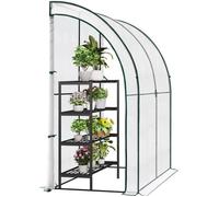 WOLTU Serre de Jardin avec Bâche PE Renforcée Imperméable, Serre d'hivernage Murale adossée, 200x100x210cm, Blanc W0UETT0054