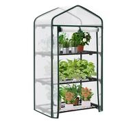 WOLTU Serre de Jardin avec Étagères Métalliques à 3 Niveaux, Serre Hivernage, Bâche Renforcée en PE, 69x49x125cm, Blanc W0UETT0046