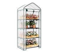 WOLTU Serre de Jardin avec Étagères Métalliques à 4 Niveaux, Petite Serre Hivernage en Bâche PE Imperméable, pour Plantes Fleurs Légumes Semis, 69x49x158cm, Blanc