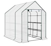 WOLTU Serre de Jardin PE, avec Porte, Blanc, 143x215x195cm | Pour Légumes; Jardin; Extérieur; Protection; Intérieur