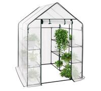 WOLTU Serre de Jardin PE pour légumes avec Porte, Blanc, 143x143x195cm
