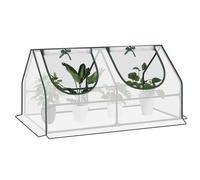 WOLTU Serre de Jardin, Serre Hivernage, Bâche Renforcée en PE de 140 g/㎡, avec 2 Fenêtres Enroulables, Cadre en Tube d'acier, 120x60x60 cm, Blanc
