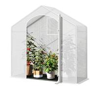 WOLTU Serre de Jardin Tipi, Porte Zippée, Blanc, 200x80x200cm | Base Tissu PE Noir; Cadre en Acier; Tomates/Légumes; Plantes; Fleurs