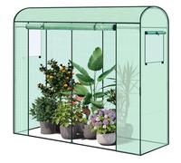 WOLTU Serre de Jardin Tunnel, 2 Fenêtres, Vert, 170x68x200cm | Acier Galvanisé; PE 140g/m²; Porte Zippée; Enrouleur; Latérales; Jardin
