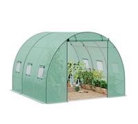 WOLTU Serre de Jardin Tunnel, 6 Fenêtres, Vert, 300x300x200cm | Acier Galvanisé; PE 140g/m²; Porte Zippée; Enrouleur; Latérales; Jardin