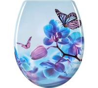WOLTU Siège WC, avec abaissement automatique, en plastique thermodurci, Butterfly bleu