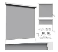 WOLTU Store Enrouleur de Balcon Auvent Vertical 100x140 cm, Gris | Store enrouleur occultant à manivelle avec coffre, anti-vent et occultant visuel, adapté pour balcon et terrasse