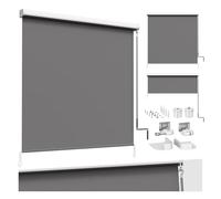 WOLTU Store Enrouleur de Balcon Auvent Vertical 140x240 cm Gris foncé | Store enrouleur occultant à manivelle avec coffre, anti-vent et occultant visuel, adapté pour balcon et terrasse