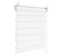WOLTU Store Enrouleur Jour Nuit sans Perçage, Prémonté Store Occultant et Translucide, Pose Facile avec Clips, pour Fenêtre ou Porte, 75x150 cm [Largeur du Tissu: 71 cm], Blanc