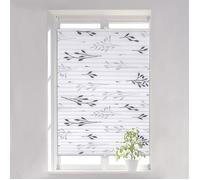 WOLTU Store plissé Fixation sans perçage,Store de fenêtre avec Motif de Feuilles,80x130cm,Gris