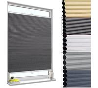 WOLTU Store plissé nid d'abeille,110x120cm sans perçage,Antisolaire avec Feuille d'aluminium intégrée,Blanc+Gris foncé